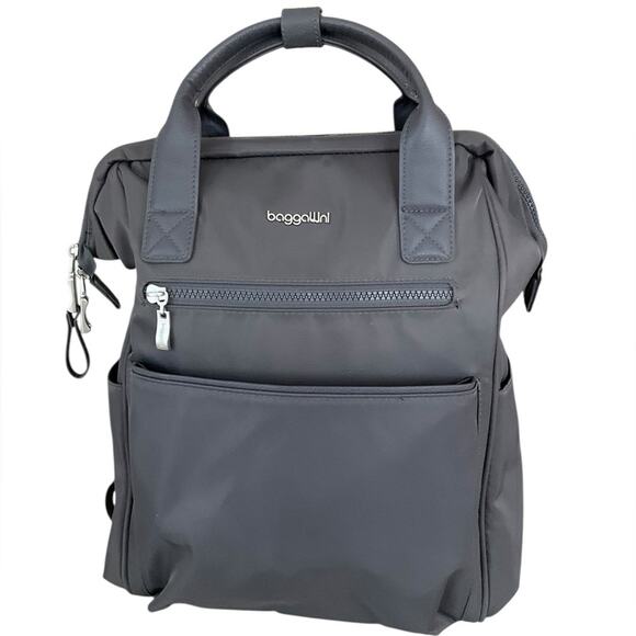 Baggallini Soho Unisex Laptop Gray Backpack - Picture 5 of 11